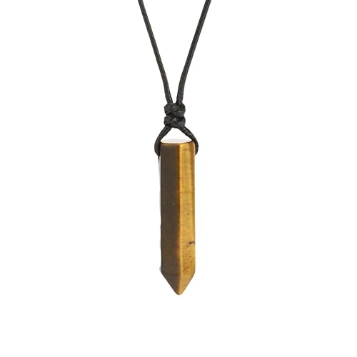 CuLtP Halskette mit Natürlichem Tigerauge-Stein,Kristall,Sechseckige Kristallpunkte,Anhänger,Reiki-Heilkristall,Chakra-Schmuck,Geschenk für Frauen und Männer von CuLtP