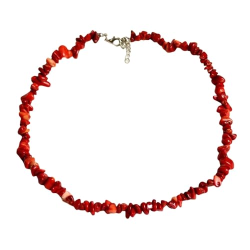 CuLtP Heilende Kristall-Chakra-Halsketten für Frauen Koralle Kristallhalskette Halsketten mit Natursteinsplittern Chakra-Halsketten, natürlicher Reiki-Edelsteinschmuck, die Geschenke für sie zu Wei von CuLtP