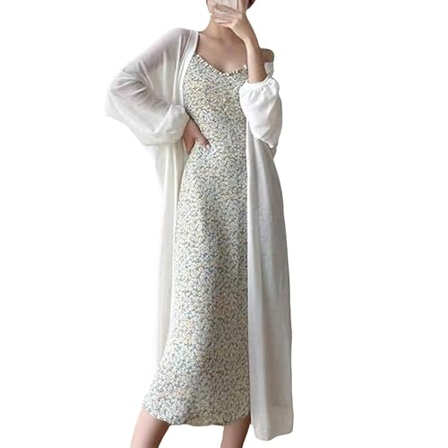 CuLtP J?Ckchen Für Abendkleid Lange Bolero Jacke Für Damen Sommer Leicht Eisseide Durchscheinend Strickjacke Vorne Offen Lässige Robe Bluse Abendkleider Cape Cover Ups Weiß Xs von CuLtP
