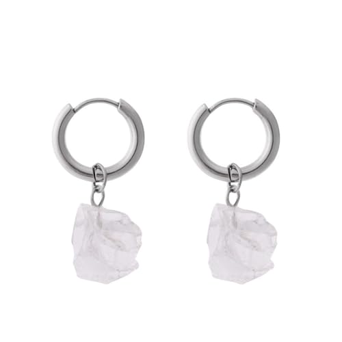 CuLtP Natürliche, Rohe, Klare Kristall Tropfenohrringe Mit Unregelmäßigem Anhänger, Baumelnde Creolen, Edelstein Ohrringe, Kristall Reiki Balance Schmuck, Geschenk Für Mädchen, Mutter Und Ehefrau von CuLtP