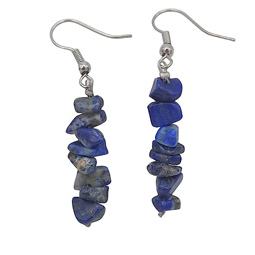 Lange Kiesperlen-Anhänger, Baumelnde Hakenohrringe, Lapislazuli-Tropfenohrringe, Reiki-Balance-Kristall-Ohrringe, Edelstein-Yoga-Schmuck Für Frauen, Mädchen, Ehefrau, Geschenk von CuLtP