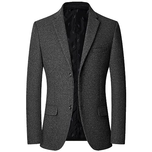 Male Blazer,Herren Wollblazer Slim Fit Jacke Langarm 2 Knöpfe Maßgeschneiderter Blazer Solid Cardigan Casual Business Smart Anzug Sportmantel Smoking Dinner Jacke,Grau,Xs von CuLtP
