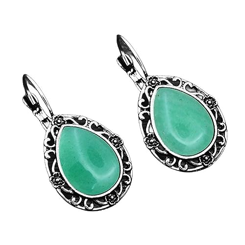 Ohrringe Hängend,Vintage Wassertropfen Filigrane Anhänger Ohrhänger Ohrringe Grüne Jade Tropfen Ohrringe Antik Barock Stil Ohrringe Edelstein Ohrringe Schmuck Für Frauen Mädchen Geschenk von CuLtP