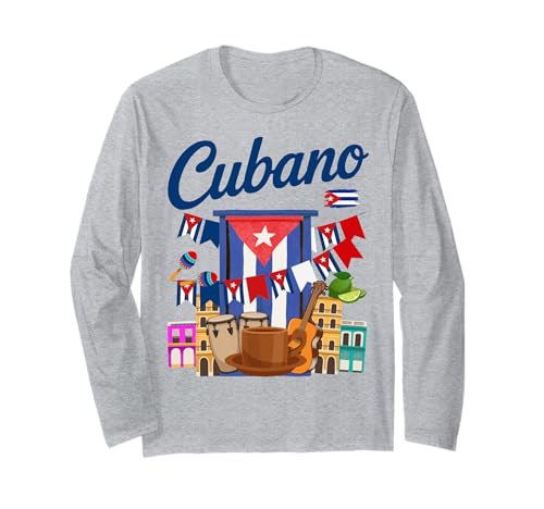 Cuban Flag Outfit Ideen für Kinder & hispanische Kuba Flagge Langarmshirt von Cuba Flag & Cuban Souvenir Costume Ideas For Men