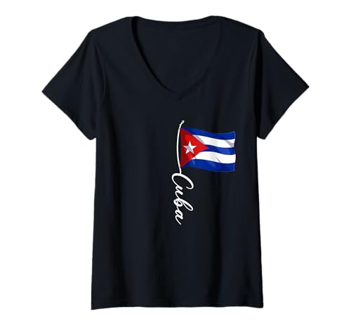 Damen Cuba Flaggen T-Shirt mit V-Ausschnitt Damen Cuba Flaggen T-Shirt mit V-Ausschnitt von Cuba Geschenk
