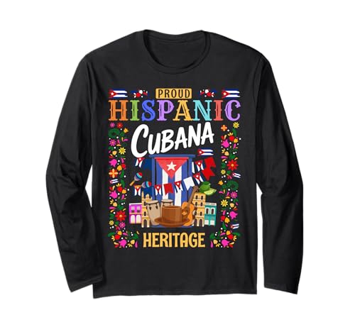 Cuba Flag Outfit Ideen für Frauen & Herencia Hispana Cubana Langarmshirt von Cuba Hispanic Heritage Month Outfit Idea For Girls