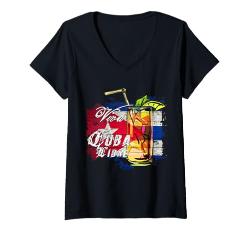 Damen Viva Cuba Libre T-Shirt mit V-Ausschnitt Damen Viva Cuba Libre T-Shirt mit V-Ausschnitt von Cuba Libre Motiv