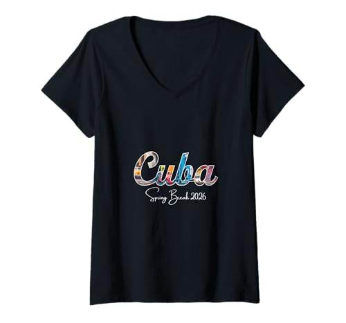 Damen Kuba Spring Break 2025 Urlaubsreisen T-Shirt mit V-Ausschnitt Damen Kuba Spring Break 2025 Urlaubsreisen T-Shirt mit V-Ausschnitt von Cuba Spring Break Clothes T-Shirts