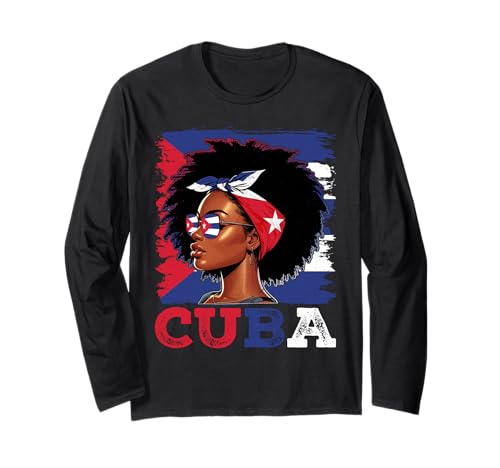 Kubanisches Mädchen Kuba Flagge Stolze Afro Kubanische Frauen Langarmshirt Kubanisches Mädchen Kuba Flagge Stolze Afro Kubanische Frauen Langarmshirt von Cuba for Girls and Women Cuban Outfit