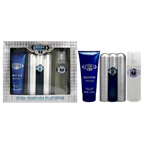 Cuba Prestige Platinum | 3 Piece Gift Set - 3.0 Oz Eau De Toilette Spray, 3.4 Oz Aftershave, 6.8 Oz Shower Gel | Fragrance For Men von Cuba