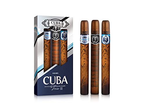 Trio 2 by Cuba for Men - 3 Pc Gift Set 1.17oz EDT Spray, 1.17oz Cuba Shadow EDT Spray, 1.17oz Cuba Prestige Black EDT Spray von Cuba