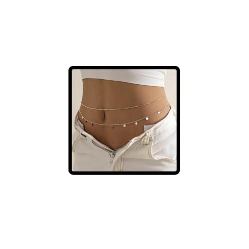 Cubahoop Quaste Doppel Pailletten Taille Bauch Kette Körper Kette Schmuck Zubehör für Frauen und Mädchen (Gold) von Cubahop