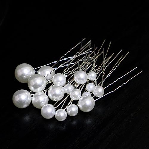 Cubahop 18pcs Hochzeit Perle Haar Pins Set U Shaped Hair Clips Frisur Prom Party Schmuck Boho Vintage Haar Stück für Bräute Brautjungfern (Silber) von Cubahop