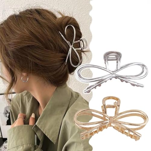 Cubahop 2PCS Metall Haar Klaue Clips Barrettes Musikalische Note Perle Unregelmäßige große Hai Klemme für dicke Haar Welle rutschfeste Haar Styling Zubehör für Frauen (Golden C) von Cubahop