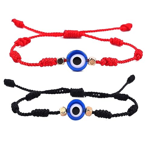 Cubahop 2pcs Evil Eye Kordelzug Paare Armband Weben geflochtene Handgelenk Armbänder Perlen Freundschaft Armbänder Armbänder Armbänder Armbänder für Frauen und Mädchen von Cubahop