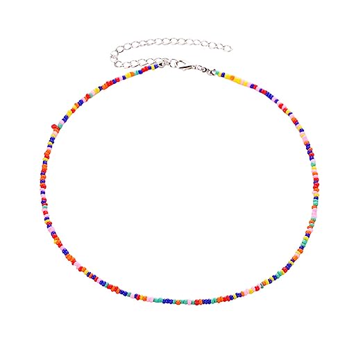 Cubahop Boho Bunte Seed Beads Choker Halsketten Silber Kragen Halskette Kette Schmuck für Frauen und Mädchen von Cubahop