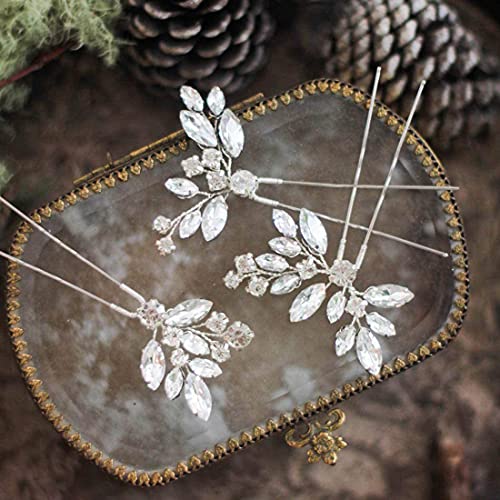 Cubahop Braut-Haarnadeln, Kristall-Braut-Haarteile, Hochzeits-Haarschmuck, Braut-Haarspangen für Frauen und Mädchen (Silber) von Cubahop