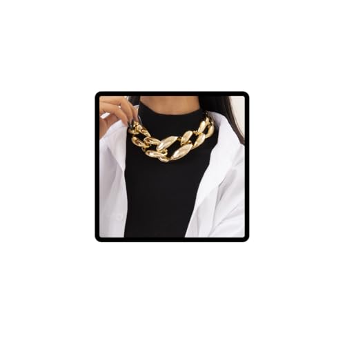 Cubahop Chunky Chain Cutout Halskette Hip Hop Punk Halsketten Übertriebene Single Layer Halskette Schmuck Einstellbar für Frauen und Mädchen (Gold) von Cubahop