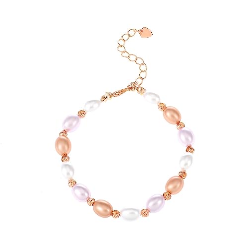 Cubahop Handgemachte Rose Gold Perle Armbänder Freundschaft Bead Hand Einstellbare Schmuck für Frauen und Mädchen (Roségold A) von Cubahop