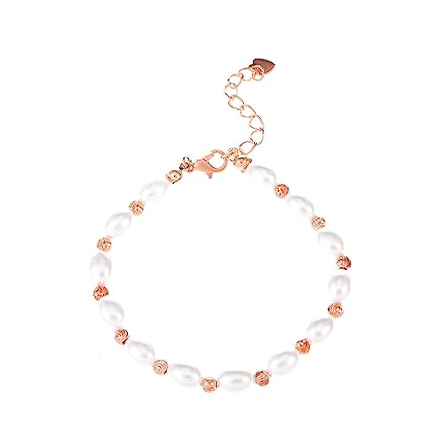 Cubahop Handgemachte Rose Gold Perle Armbänder Freundschaft Bead Hand Einstellbare Schmuck für Frauen und Mädchen (Roségold B) von Cubahop