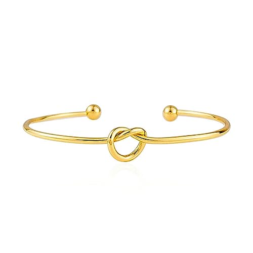 Cubahop Knoten Armbänder Freundschaft Liebe Offene Armreif Hand Zubehör Schmuck für Frauen und Mädchen (Gold) von Cubahop