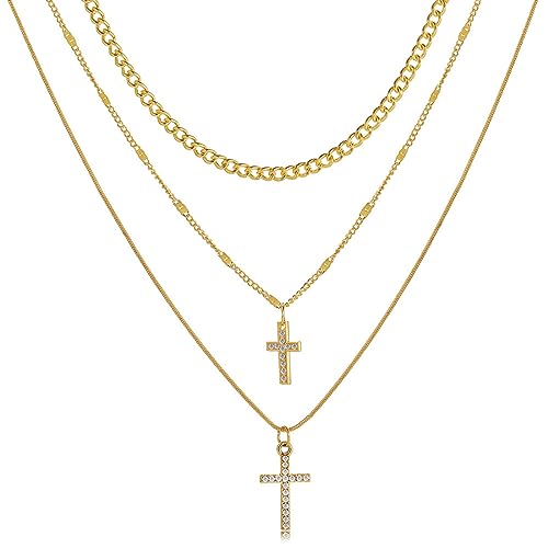 Cubahop Layered Liebe Kreuz Choker Halsketten Kragen Kristall Anhänger Halskette Kette Schmuck für Frauen und Mädchen (B) von Cubahop