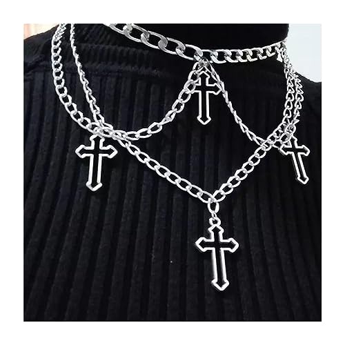 Cubahop Layered Religous Kreuz Choker Halsketten Silber Kragen Anhänger Halskette Kette Schmuck für Frauen und Mädchen von Cubahop