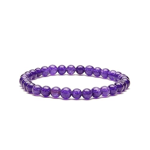 Cubahop Natürliche Perlen Armband 6mm Amethyst Edelstein Stein Armbänder Kristall Armband Perlen Glück Tiger Auge Stein Armreifen Schmuck für Frauen und Mädchen (So lila) von Cubahop