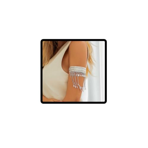 Cubahop Retro Ägyptische Open Arm Kette Multi Layer Quaste Anhänger Armband Kette Oberarm Armband für Frauen (Silbrig) von Cubahop
