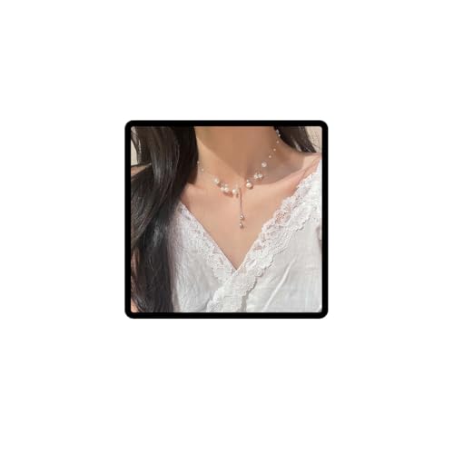 Cubahop Schmetterling Anhänger Choker Halsketten Perle Kristall Kragen Halskette Kette Schmuck für Frauen und Mädchen (B) von Cubahop