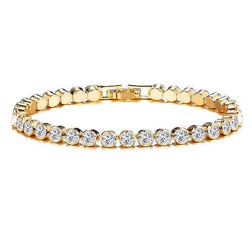 Cubahop Strass Infinity Tennis Armbänder Freundschaft Hand Zubehör Schmuck für Frauen und Mädchen (B-Gold) von Cubahop