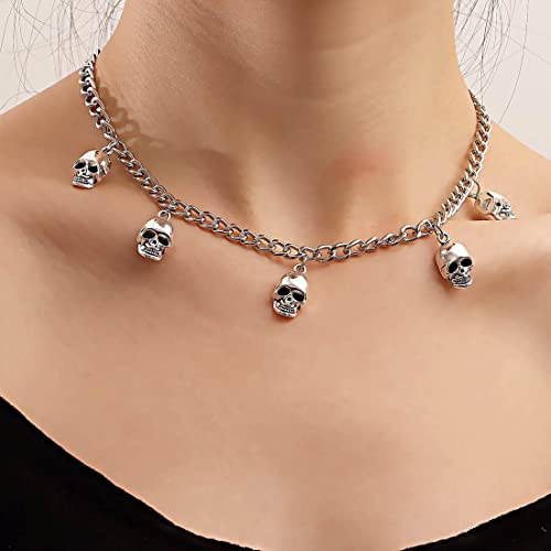 Cubahop Vintage Gothic Totenkopf Choker Halskette Hip Hop Kragen Halskette Kette Schmuck für Frauen und Mädchen von Cubahop