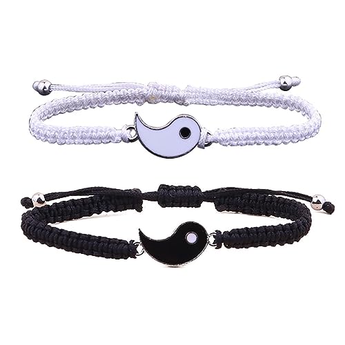 Cubahop Yin Yang Infinity Liebe Kordelzug Paare Armband Weben geflochtene Handgelenk Perlen Freundschaft Armbänder Armbänder Armbänder für Frauen und Mädchen (A) von Cubahop