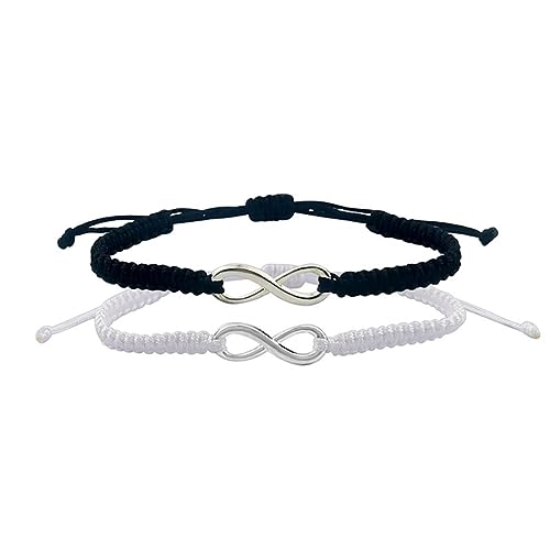 Cubahop Yin Yang Infinity Liebe Kordelzug Paare Armband Weben geflochtene Handgelenk Perlen Freundschaft Armbänder Armbänder Armbänder für Frauen und Mädchen (B) von Cubahop