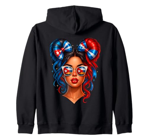 Kubanische Frauen Messy Bun Kuba Flagge Hispanic Heritage Monat Kapuzenjacke Kubanische Frauen Messy Bun Kuba Flagge Hispanic Heritage Monat Kapuzenjacke von Cuban Cuba Flag Latina Apparel For Girl Women kids