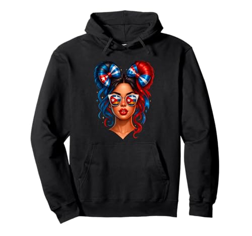 Kubanische Frauen Messy Bun Kuba Flagge Hispanic Heritage Monat Pullover Hoodie Kubanische Frauen Messy Bun Kuba Flagge Hispanic Heritage Monat Pullover Hoodie von Cuban Cuba Flag Latina Apparel For Girl Women kids