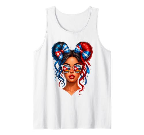 Kubanische Frauen Messy Bun Kuba Flagge Hispanic Heritage Monat Tank Top Kubanische Frauen Messy Bun Kuba Flagge Hispanic Heritage Monat Tank Top von Cuban Cuba Flag Latina Apparel For Girl Women kids