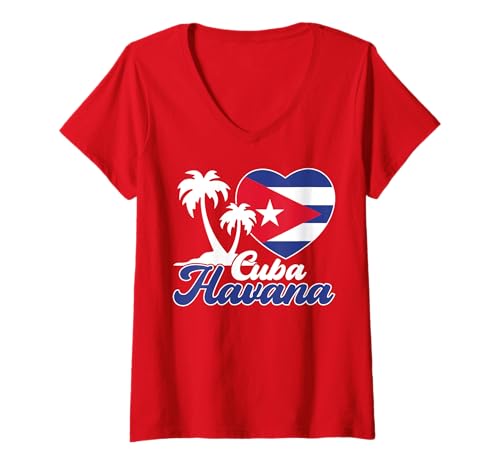 Damen Cuba-Shirt Havanna Kuba Flagge Hispanic Heritage Cuban Men Dad T-Shirt mit V-Ausschnitt Damen Cuba-Shirt Havanna Kuba Flagge Hispanic Heritage Cuban Men Dad T-Shirt mit V-Ausschnitt von Cuban Flag Havana Cuban Hispanic Heritage