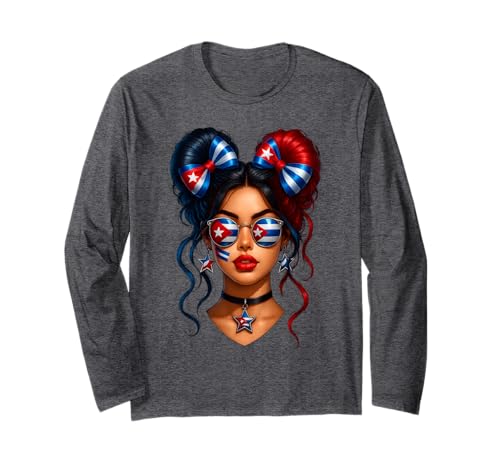 Cubanita, Monat des hispanischen Erbes, kubanische Frauen, Flagge Kubas, Mädchen Langarmshirt Cubanita, Monat des hispanischen Erbes, kubanische Frauen, Flagge Kubas, Mädchen Langarmshirt von Cubanita Cuban Women Hispanic Heritage Cuba Outfit