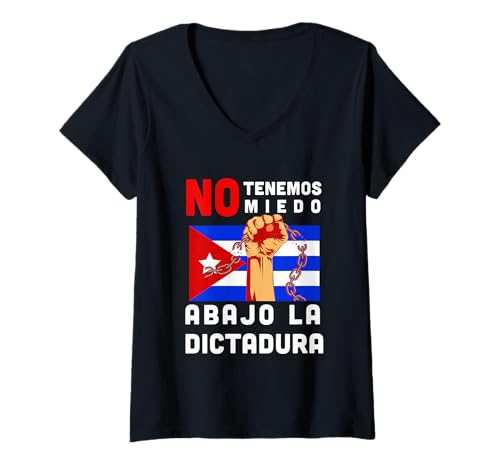 Damen Abajo la Dictadura i Cuba, Cubano Anticomunista Protesto T-Shirt mit V-Ausschnitt Damen Abajo la Dictadura i Cuba, Cubano Anticomunista Protesto T-Shirt mit V-Ausschnitt von Cubano Anti-Comunista Apparel Co.