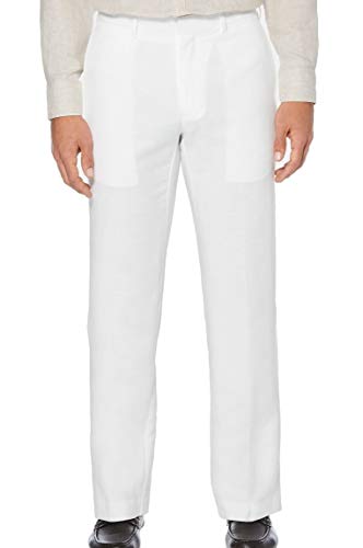 Cubavera Herren Hose mit Flacher Vorderseite aus Leinen-mischgewebe (Taillenumfang 76-137 cm Groß) Freizeithosen, Helles Weiß, 50W / 30L von Cubavera