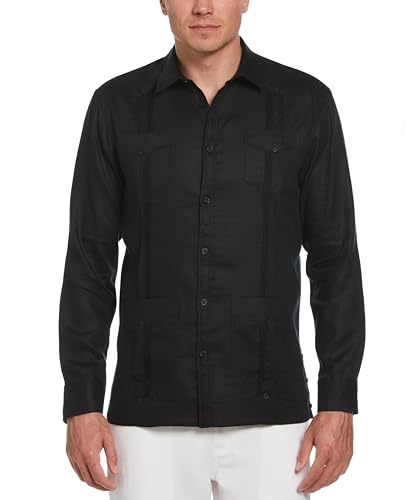 Cubavera Herren Langarm 100% Leinen Guayabera, Jet Black, Groß von Cubavera