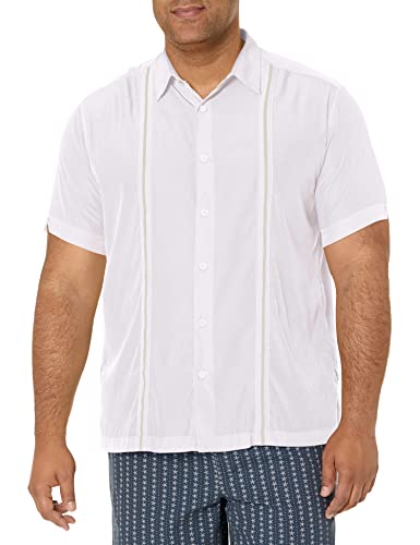 Cubavera Herren Short Sleeve Insert Panels with Pick Stitch Shirt Hemd, Helles Weiß, Mittel Cubavera Herren Short Sleeve Insert Panels with Pick Stitch Shirt Hemd, Helles Weiß, Mittel von Cubavera