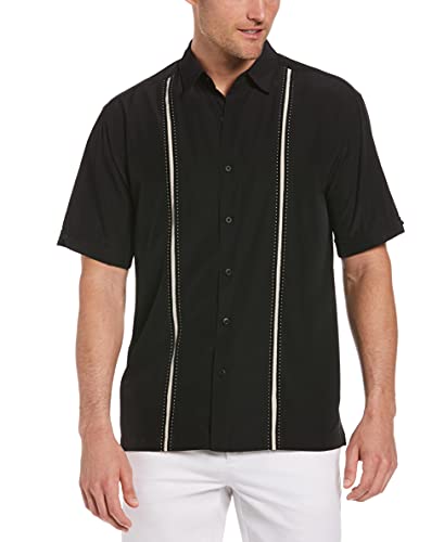 Cubavera Herren Kurzarm-einsätze mit Pick-Stitch-Shirt Hemd, Schwarz (Jet Black), 4X-Large Tall von Cubavera
