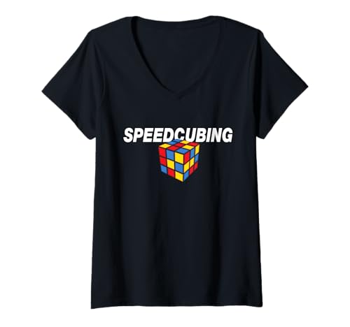 Damen Speedcubing 3x3 Puzzle Cube Speed Cubing Timer Vintage Spielzeug T-Shirt mit V-Ausschnitt Damen Speedcubing 3x3 Puzzle Cube Speed Cubing Timer Vintage Spielzeug T-Shirt mit V-Ausschnitt von Cube Speedsolving Speed Cubing Timer Co.