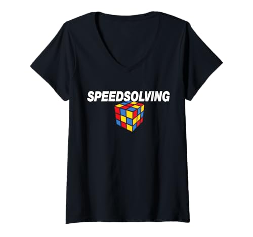 Damen Speedsolving 3x3 Puzzle Cube Speed Cubing Timer Vintage Spielzeug T-Shirt mit V-Ausschnitt Damen Speedsolving 3x3 Puzzle Cube Speed Cubing Timer Vintage Spielzeug T-Shirt mit V-Ausschnitt von Cube Speedsolving Speed Cubing Timer & Apparel Co.