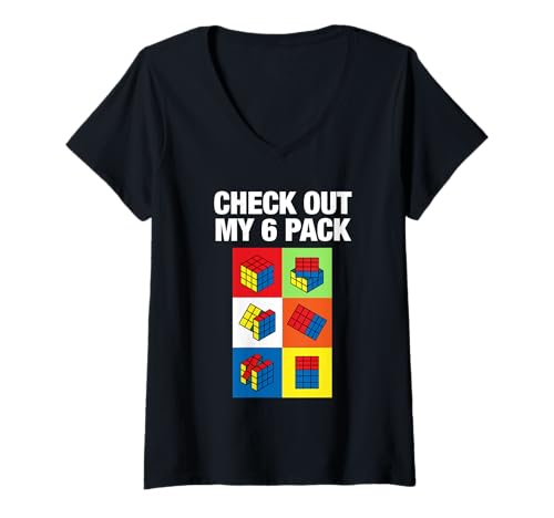 Damen Speed Cube Puzzle Cubing Lustig Schau dir mein Sixpack an T-Shirt mit V-Ausschnitt von Cube's Magic