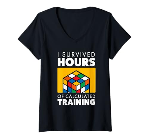 Damen Speed Cube Puzzle Cubing Lustig T-Shirt mit V-Ausschnitt von Cube's Magic