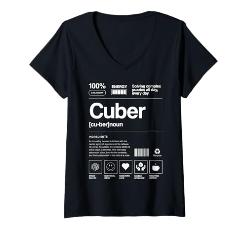 Damen Speed Cube Puzzle Cubing Lustig T-Shirt mit V-Ausschnitt von Cube's Magic