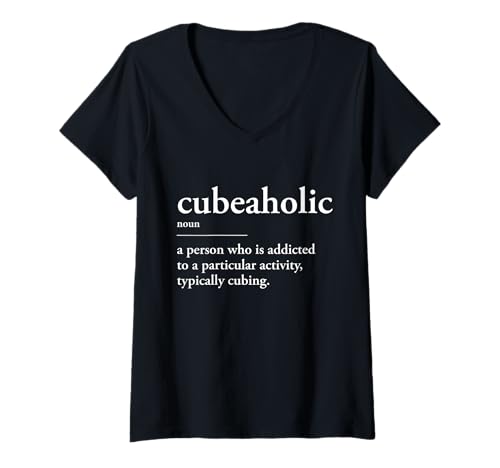 Damen Speed Cube Puzzle Cubing Lustiger Cubeaholic T-Shirt mit V-Ausschnitt von Cube's Magic